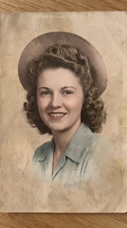 The same portrait colorized by Aion with natural skin tones and period-correct color