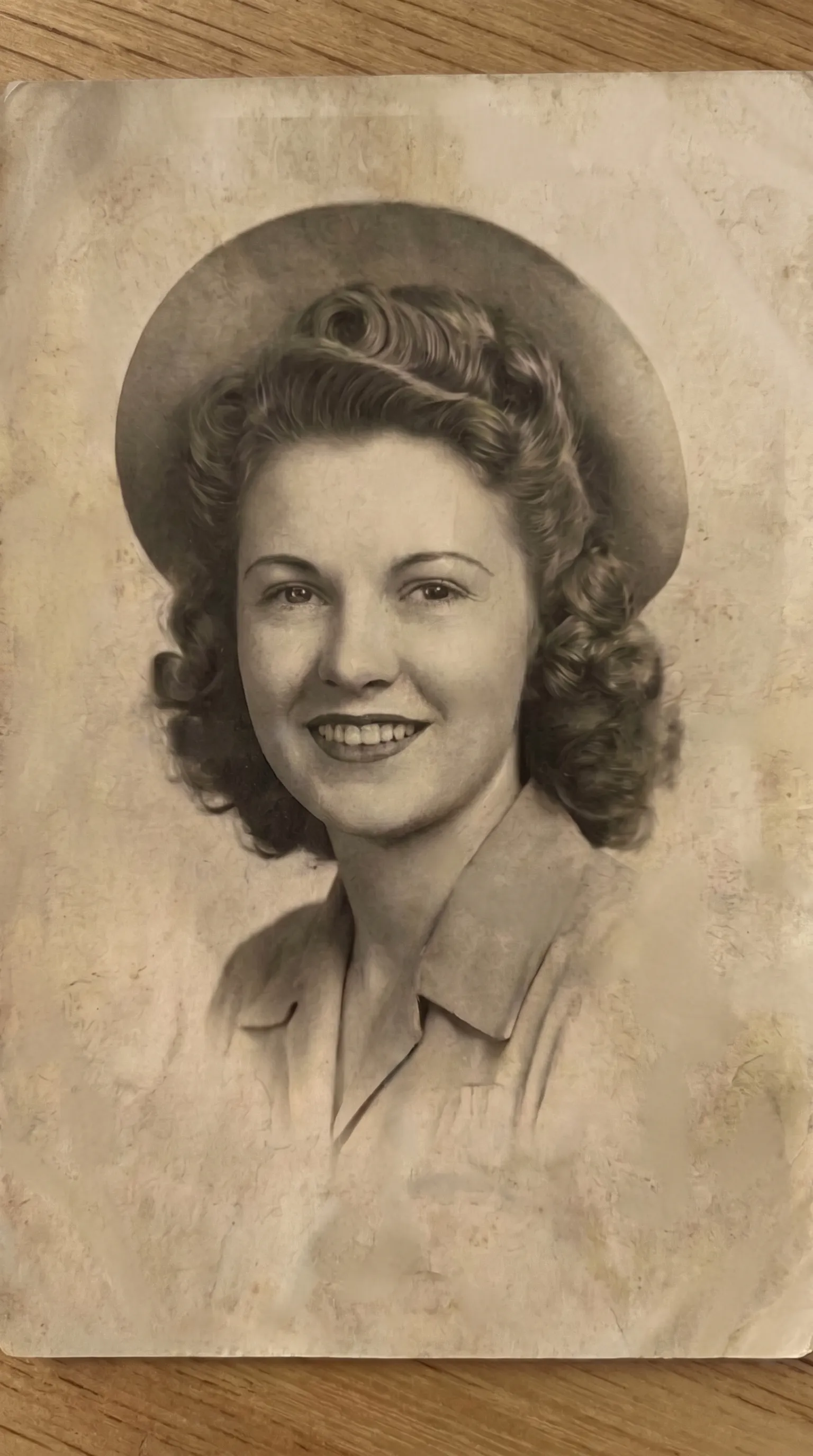 The same portrait sharpened by Aion, the face and eyes clear, still black and white